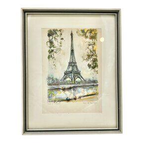 Framed Artwork Paris La Tour Eiffel By Marius Girard 9.5 X 7.5 Frame
